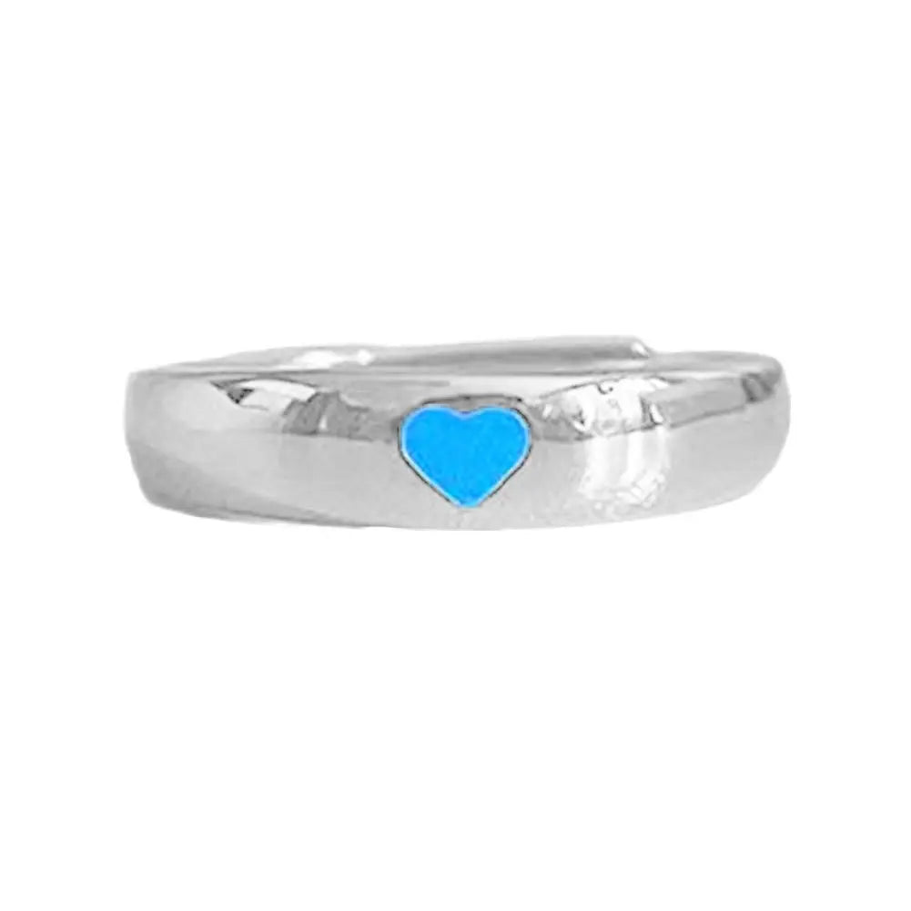 Adjustable Punk Noctilucent Cute Star Heart Love Rings Luminous Glow In The Dark for Men Women Lover Gifts Halloween Party