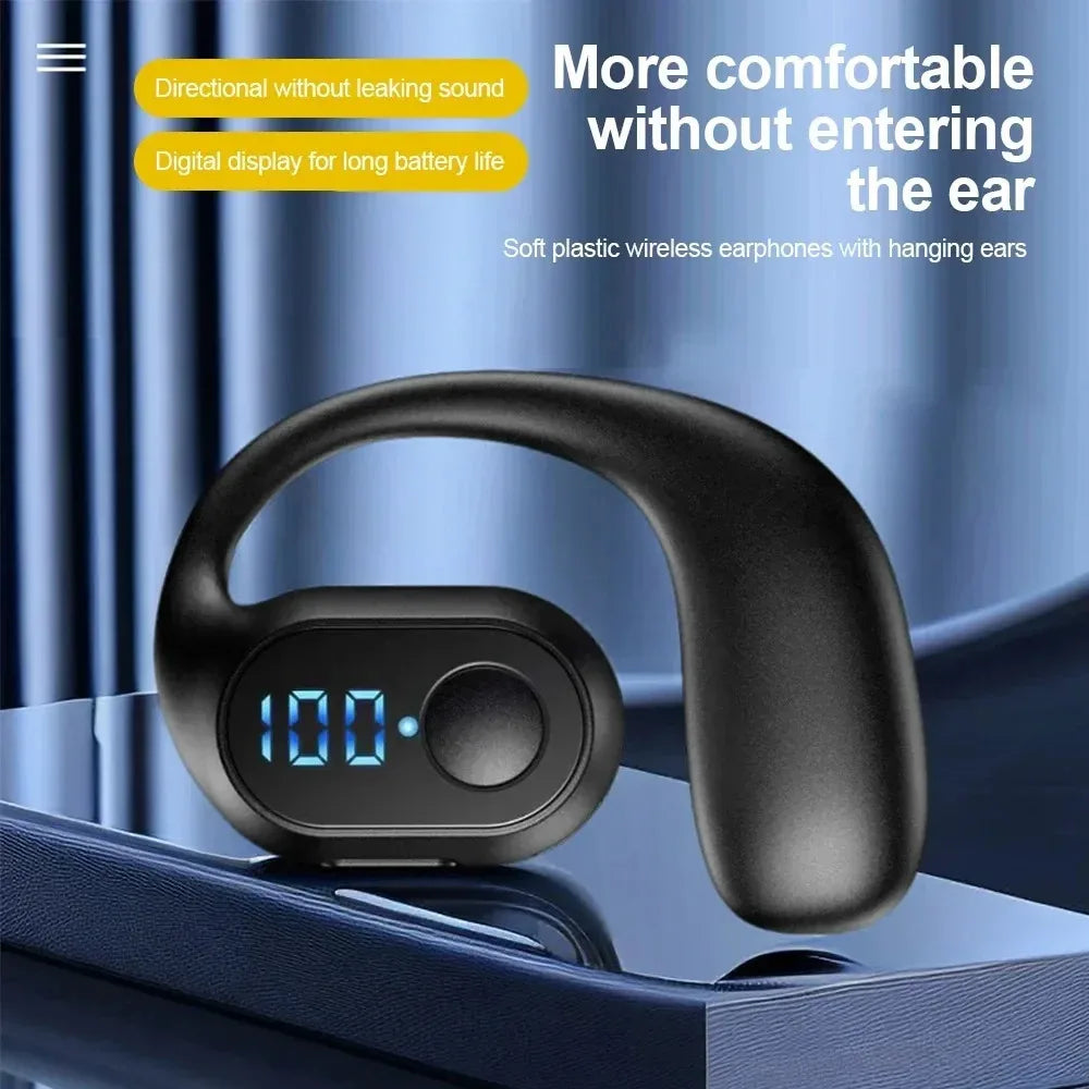 Bluetooth 5.3 Headphone Ear Hook Wireless Earphone LED Display HD Calling Mic Surround Sound Earbud HiFi Stereo Gaming Headset