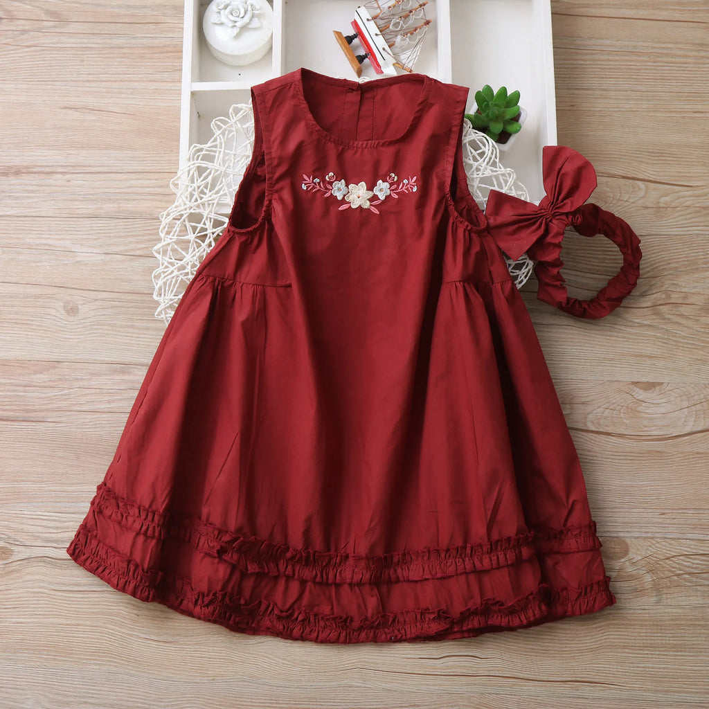 Embroidery Little Flower dresses for Girls clothes Summer Cotton Vest Dress Children's 2026 New