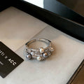 Cold Wind Imitation Pearl Zircon with Multi Layer Metal Open Rings 2026 Gothic Girl's Trendy Jewelry Luxury Jewelry For Women