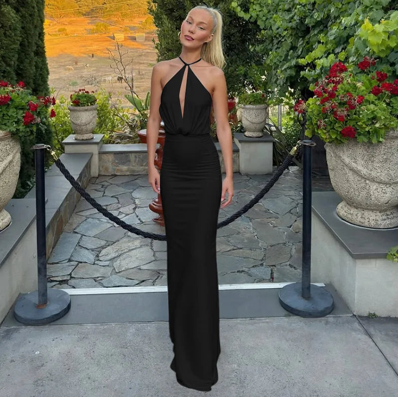Women's Elegant Sleeveless Backless Maxi Dress