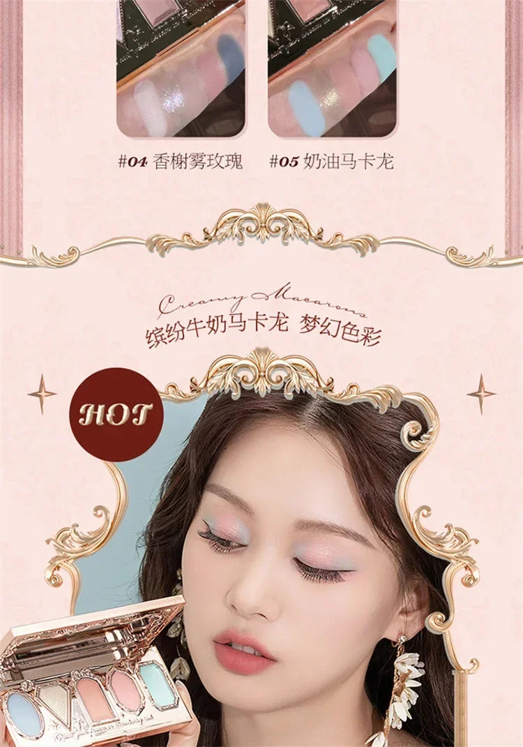 Flower Knows Series Shell Strawberry Angel Moonlight Mermaid Jewel Eyeshadow Palette 5 Colors Pearlescent Mashed Potatoes