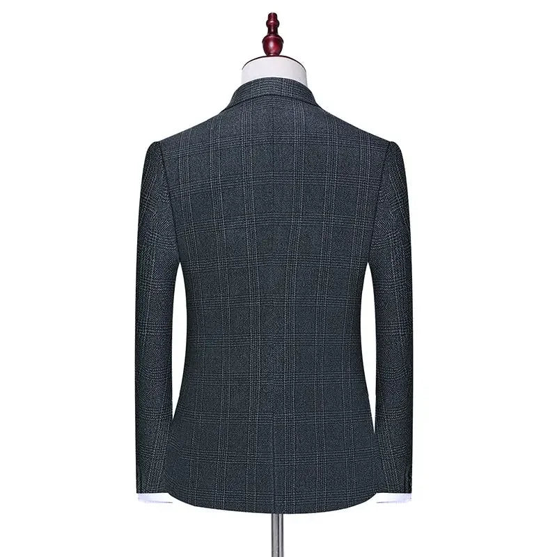 Linen Suit (Blazer+ Vest+Pants) Men'S Fashion Hosts British Style Work Business Wedding Casual Art Style Elegant Gentleman Suit