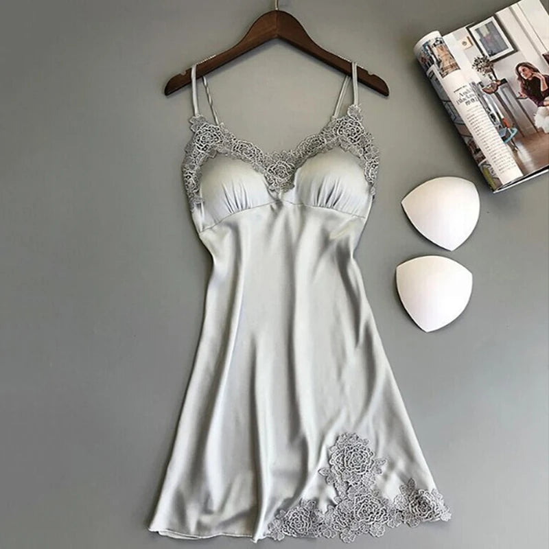 Sexy Pajamas Women'S'S Silk Suspender Nightdress Ladies Spring And Summer Ice Silk Thin Halter Home Service Satin Night Dresses