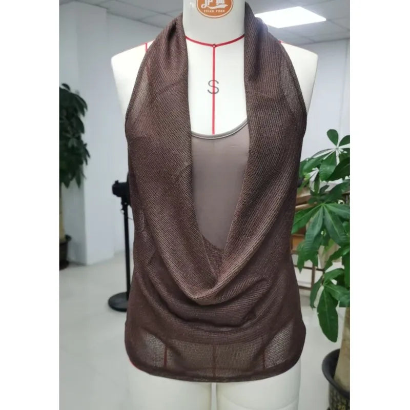 Sexy Hot Girl Vest+irregular Knitted Sweater Two-piece Set Female Summer Fashion V-neck Sleeveless T-shirt Lady Solid Streetwear
