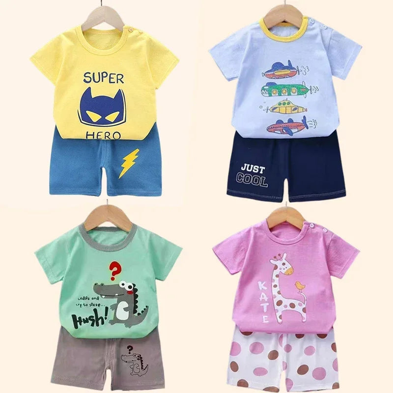 Children's Unisex Cotton T-Shirt and Shorts Set - Summer 2-Piece Outfit