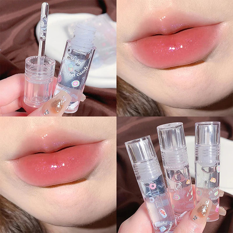 Cotton candy Lip Oil Lip Gloss Moisturizes hydrating water mirror fine shimmering transparent glass toot lips