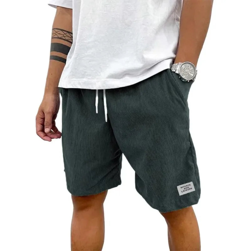 ANIMAL GAME Men's Corduroy Shorts - Solid Casual Elastic Waist