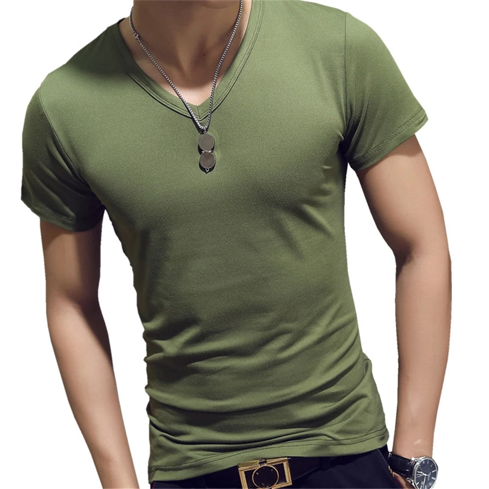 Mens Slim Fit T Shirt Short Sleeve 7 Color Streetwear Gym Tee For Men Breathable Moisture Wicking