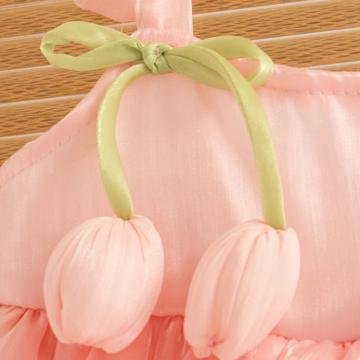 Newborn Girl Dress Layered Chiffon Princess Dress Flower Bow Tutu Dress for Baby Girl