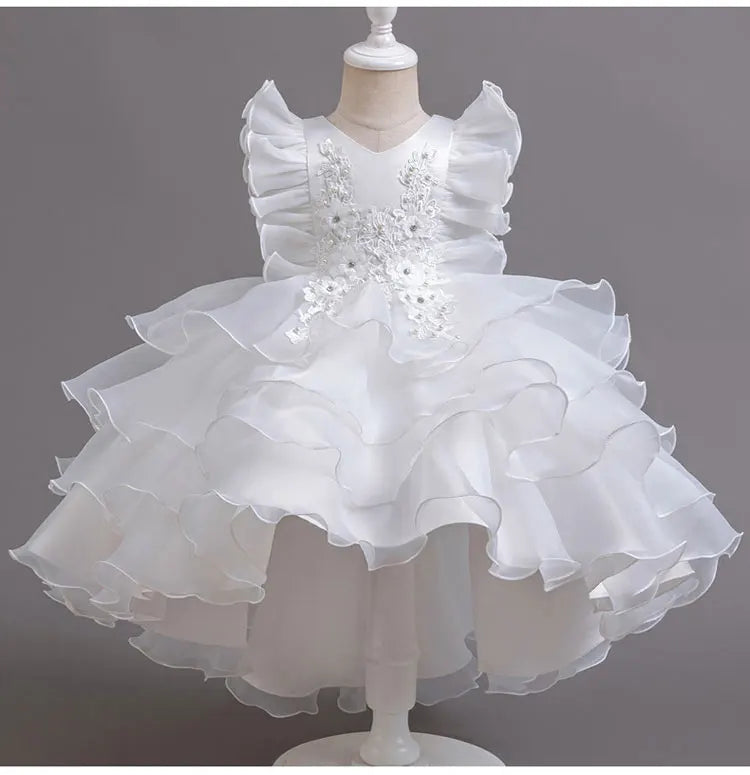 Fashion Flower Girl Dresses for Weddings Lace Mesh Sleevelss Birthday Dress Summer Children Girls Party Dress 2-12 Years