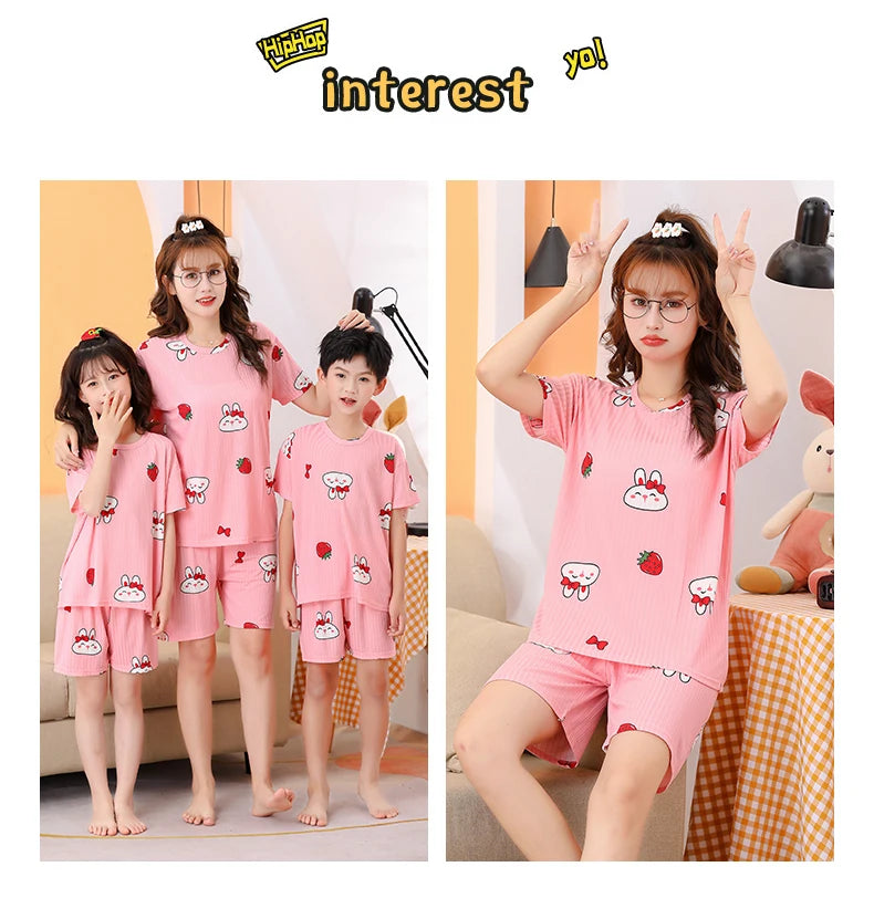 Unisex Kids Summer Pajama Set - Short Sleeve Cute Print Homewear