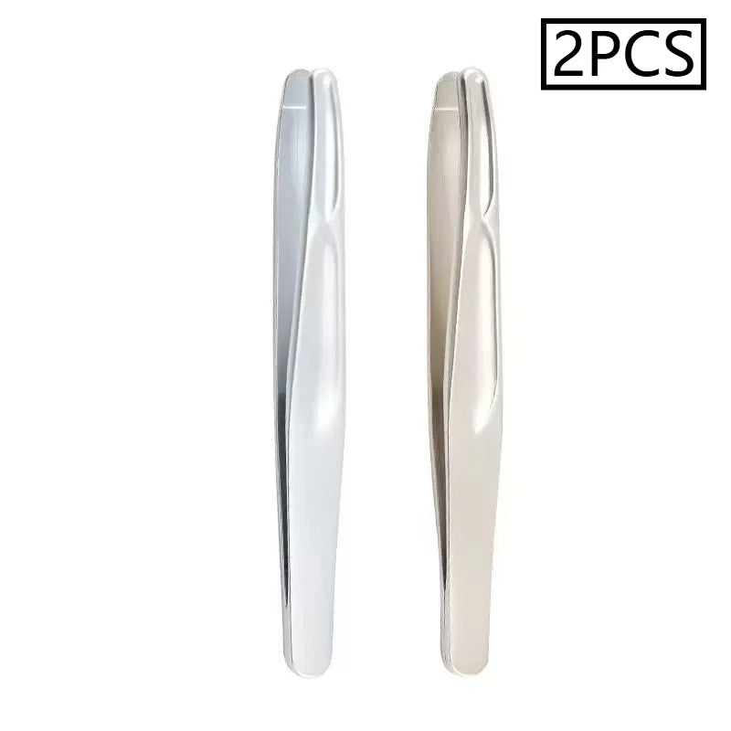 Stainless Steel Eyebrow Clips for Precision Beard and Mustache Trimming Gentle on Light Beige Round Head Tweezers Christmas Gift