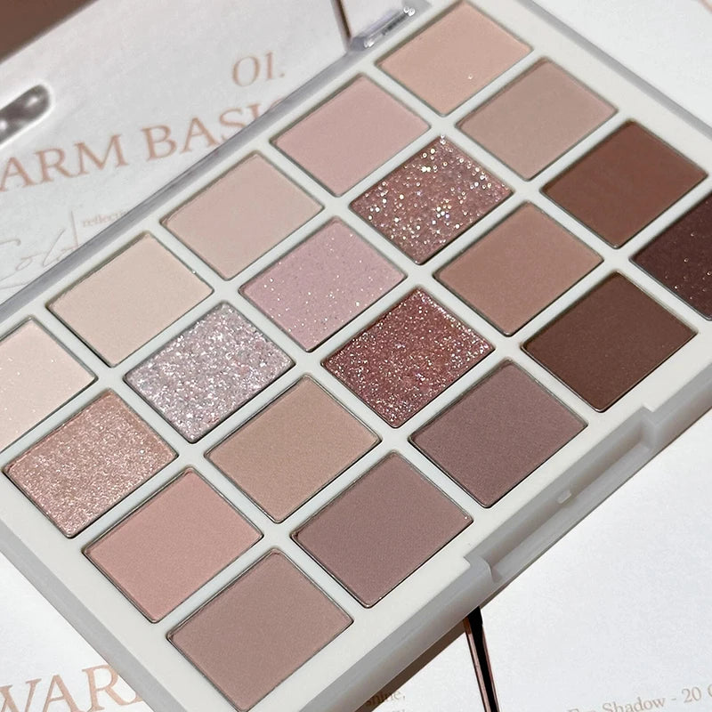DIKALU 20-Color Korean Low Saturation Eyeshadow Tray Matte Waterproof Brown Pink Eye Shadow Palette Long-lasting Daily Makeup