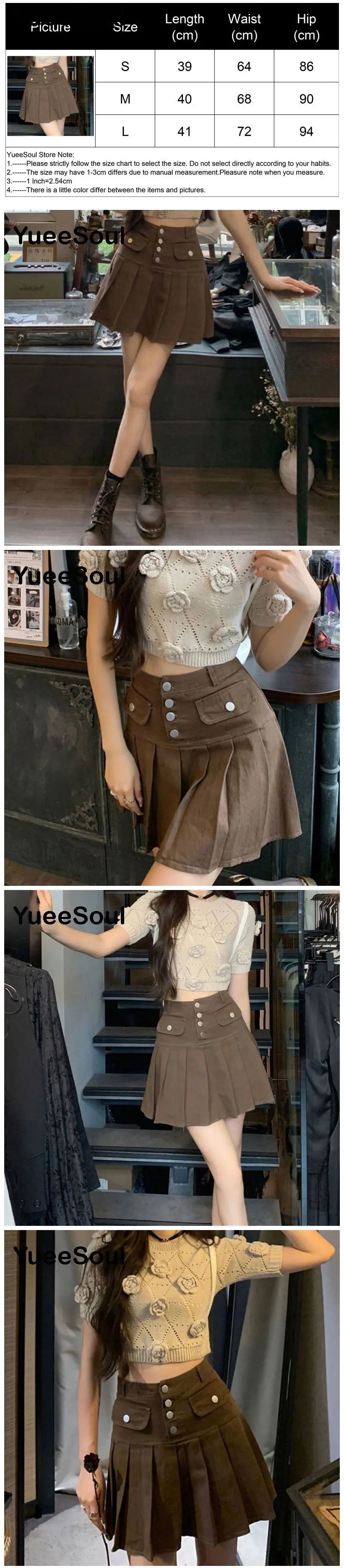 Brown Mini Skirts 2023 New Y2K Vintage High Waist Women Pleated Skirt Chic Sweet Cute Preppy Style Casual 90s E Girl Dance Skirt