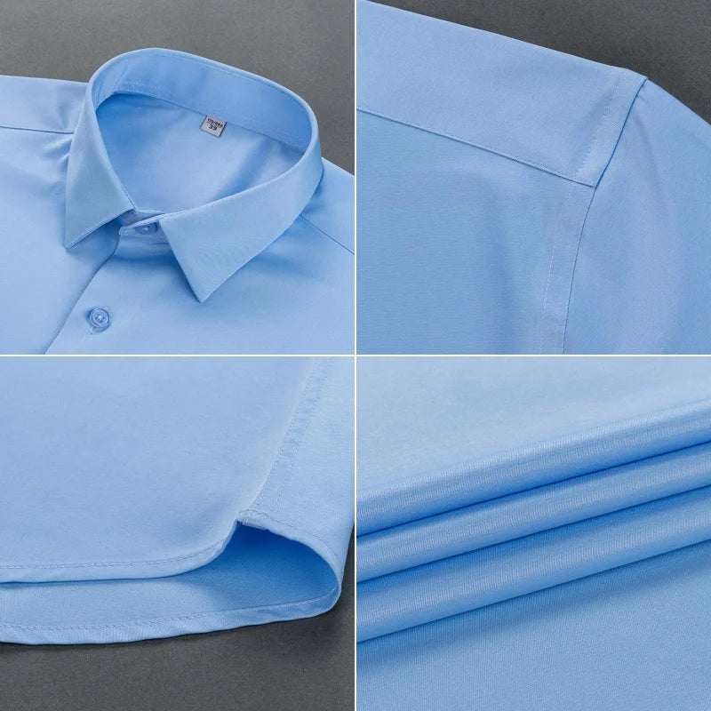 New Stretch Anti-Wrinkle Men'S Shirts Long Sleeve Dress Shirts For Men Slim Fit Camisa Social Business Blouse White Shirt S-6Xl