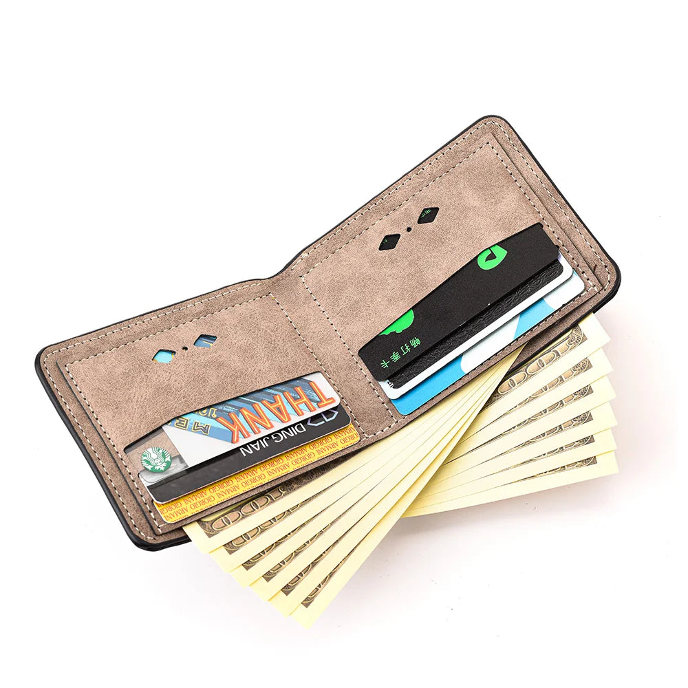 Men's Fashion Short Wallet PU Leather Multiple Card Slots High-Quality Personalized Soft Leather Wallet