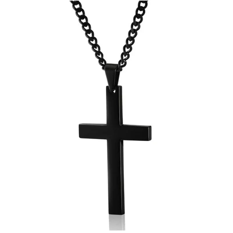 Vintage Gothic Pendant Cross Necklace Cool Street Style Punk Jewelry For Men Women'S Black Chain Accessories Decoration