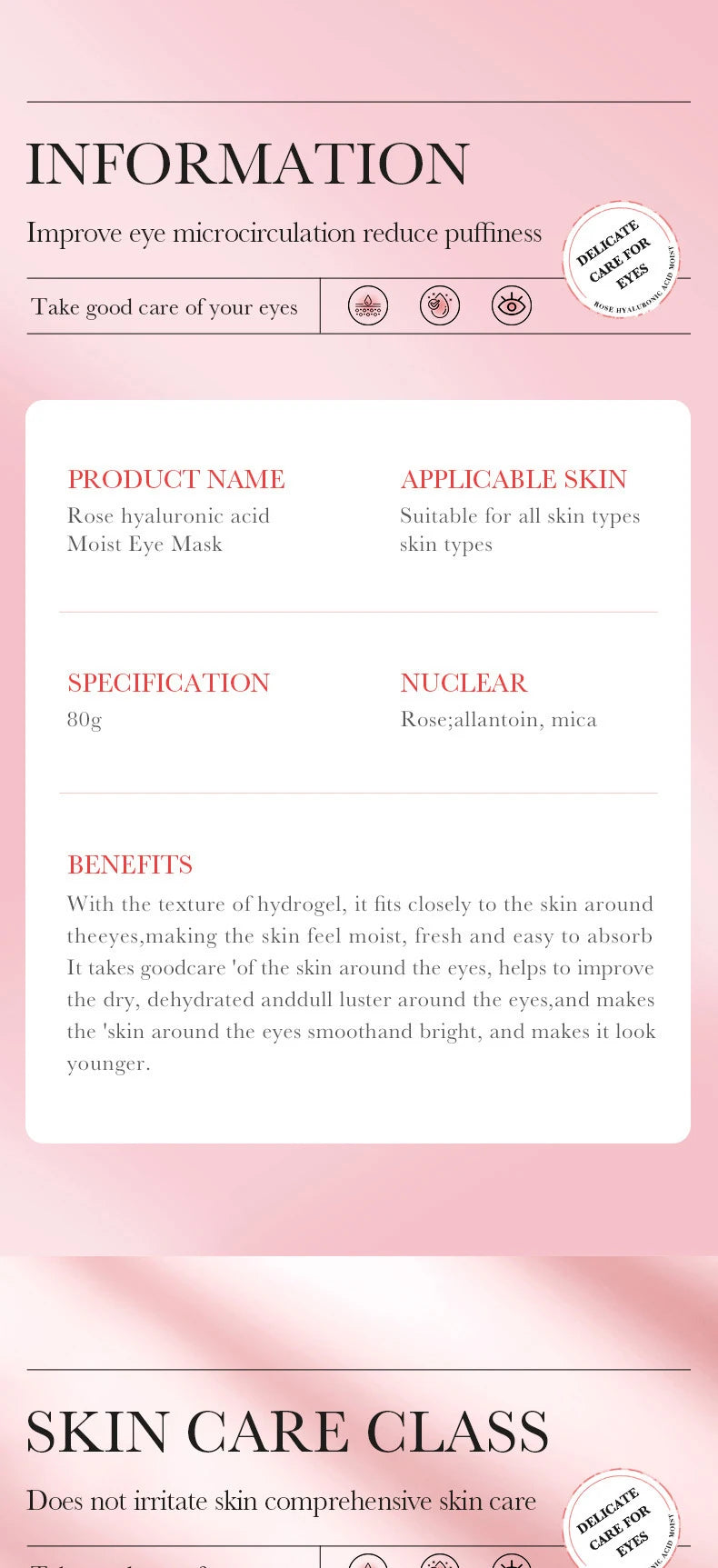 60pcs BIOAQUA Rose Hyaluronic Acid Eye Mask Anti Wrinkle Dark Circles Eye Bags Moisturizing Firming Eye Patches Skin Care
