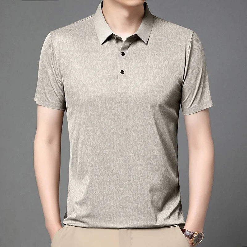 Wrinkle Resistant Woven Textured Male Shirt Full Button Placket Weekend Outdoor Walk Home Relax Errands Outfit