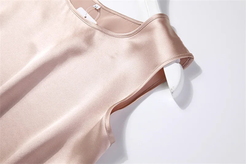 Elegant Fashion Satin Tank Tops Office Lady Blouse Shirts plus  Summer Slim Sleeveless Vest Women Simple O-neck Tops y2k clothes