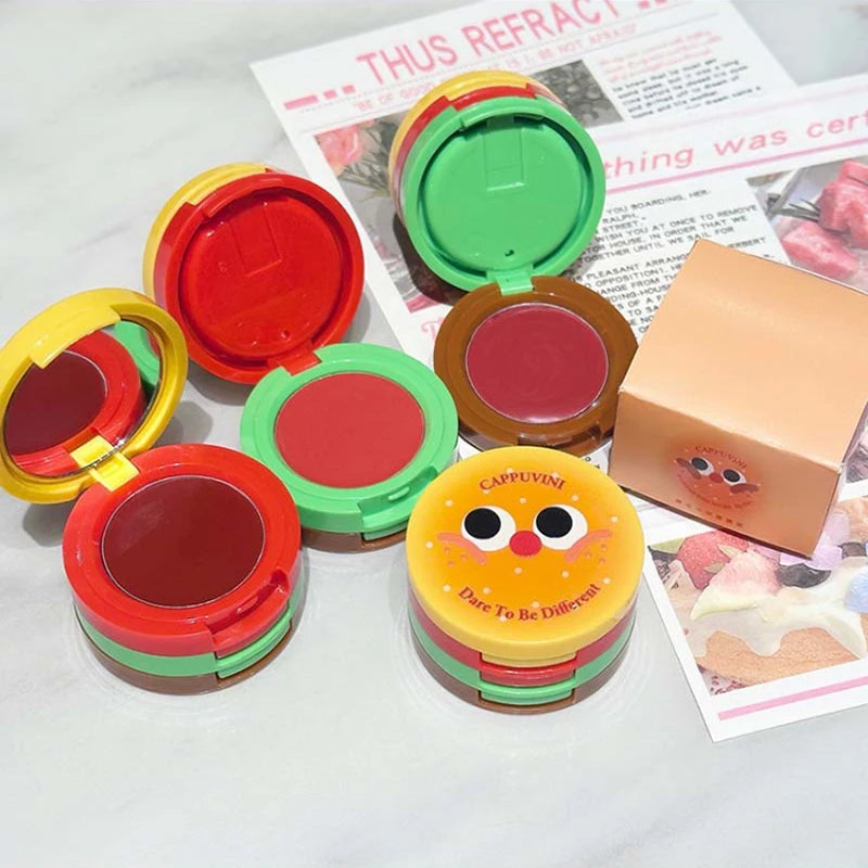 Cappuvini Velvet Lip Mousse - Matte Butter Formula, Long-Lasting Non-Drying, Cute Hamburger Design ,Compact and portable