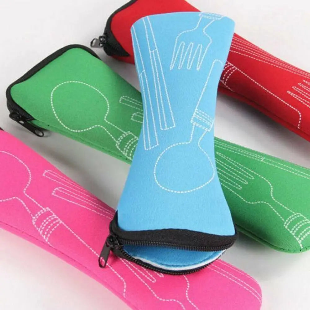 Bolsa de vajilla para viaje, bolsa de vajilla portátil para picnic sin vajilla, estuche de cubiertos, bolsas para picnic, caja de almacenamiento de tenedores y cucharas