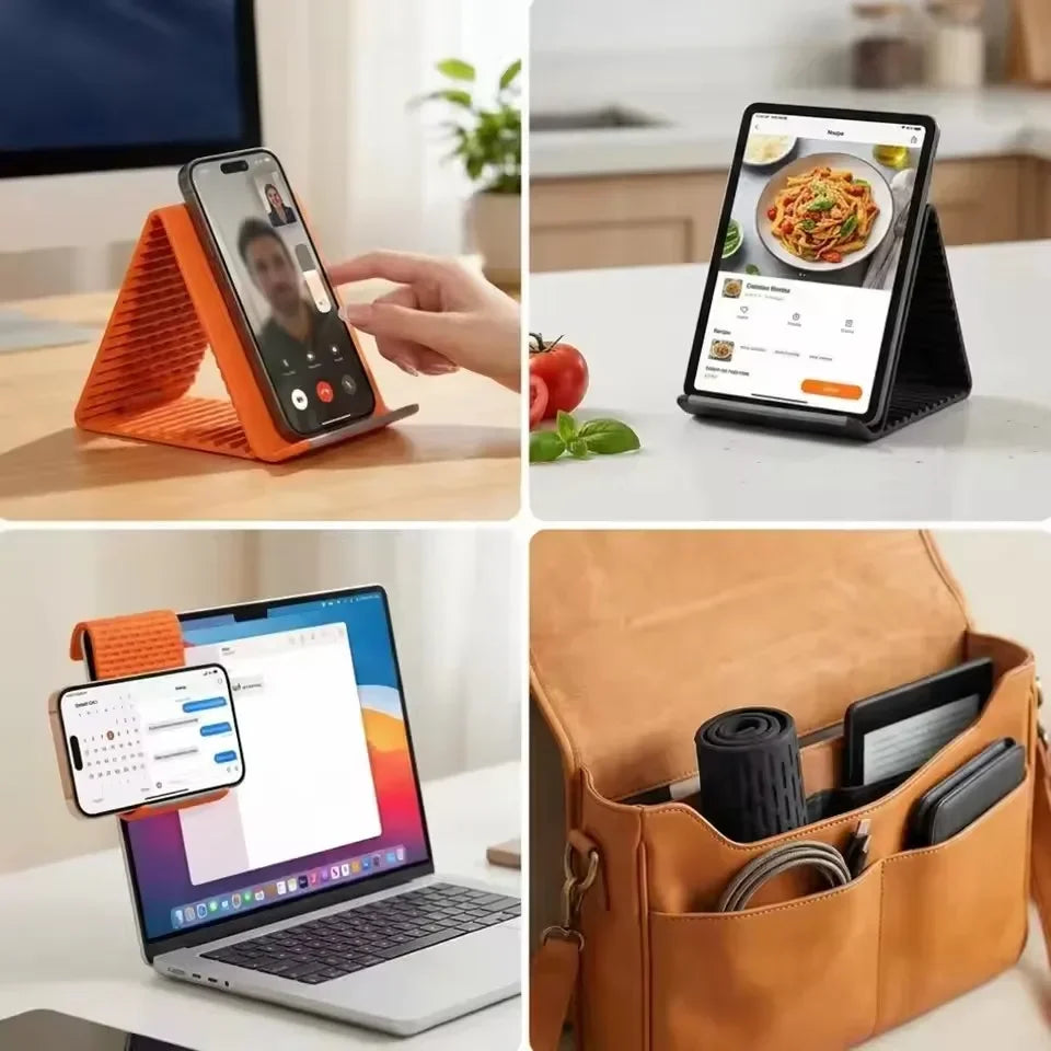 Flexible Foldable Silicone Phone Holder Portable Adjustable Multi-Angle Desktop Stand For iPhone iPad Laptop Tablet Home Office