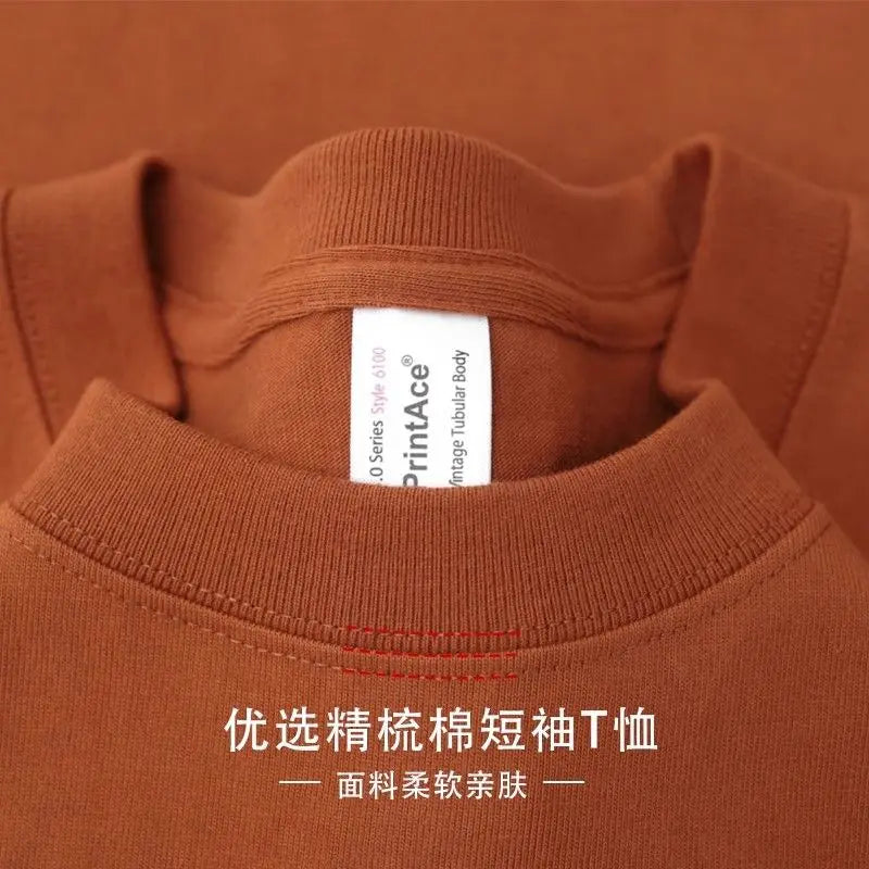 Zefansuli Heavyweight Cotton T-Shirt - Gray-Purple Round Neck Tee