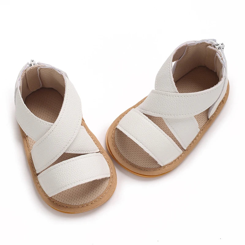 Baby Learning Walk Shoes,Back Zipper Summer Infant Sandals Soft Daily Wear Footwear for Newborn Baby Girls 0-1 Year