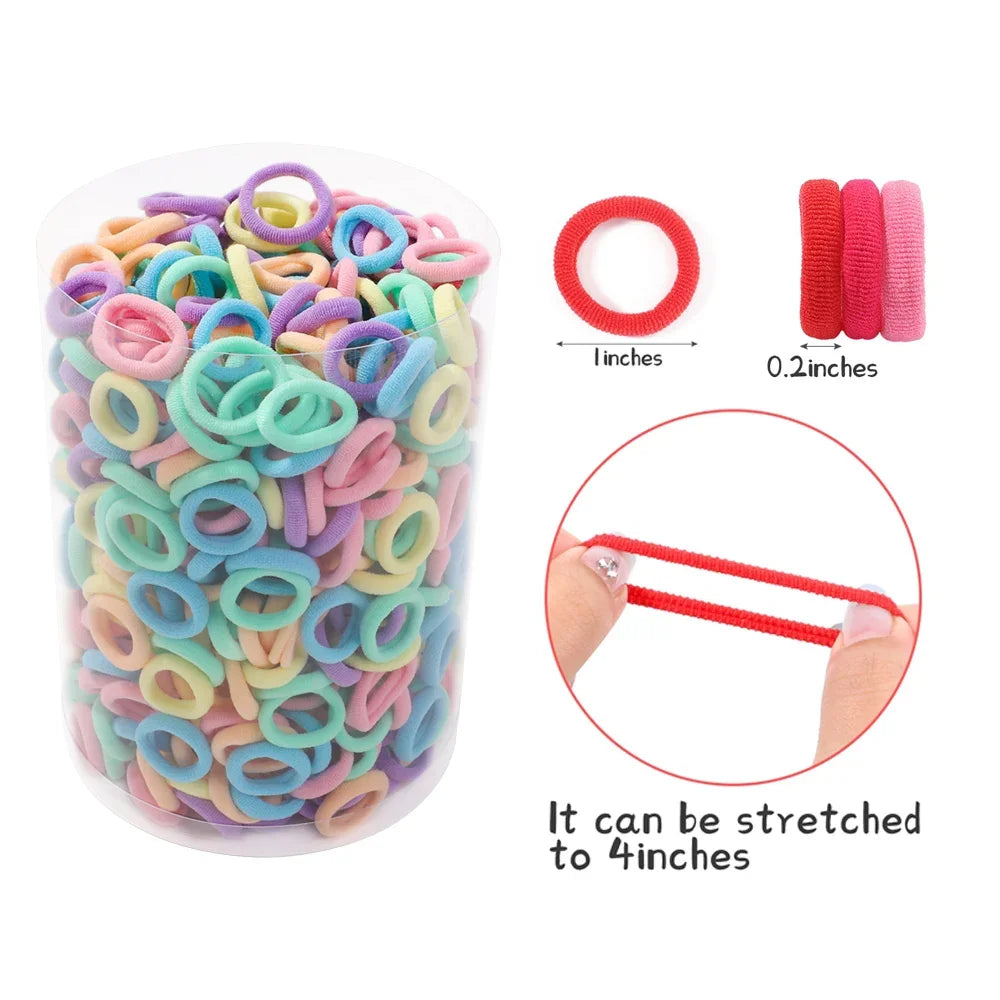 20/50/100Pcs Colorful Basic Nylon Ealstic Hair Ties For Girls Ponytail Hold Scrunchie Rubber Band Kids Basic Hair Accessories