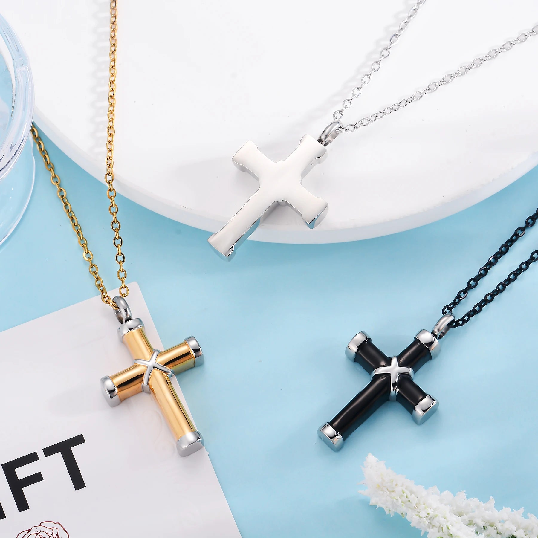 Cremation Jewelry for Ashes for Human Keepsake Stainless Steel Cross Memorial Pendant Cremation Urn Necklace for Human Ashes