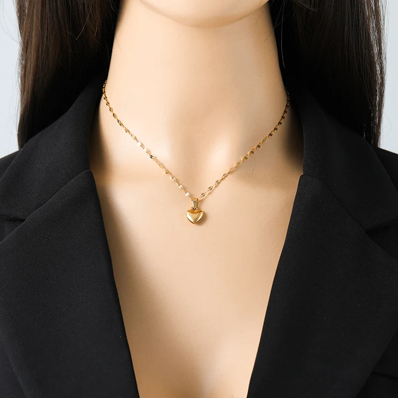 Eilieck 316L Stainless Steel Heart Love Necklace Bracelets Earrings Set For Women'S New Trendy 18K Gold Plated Waterproof Jewelry