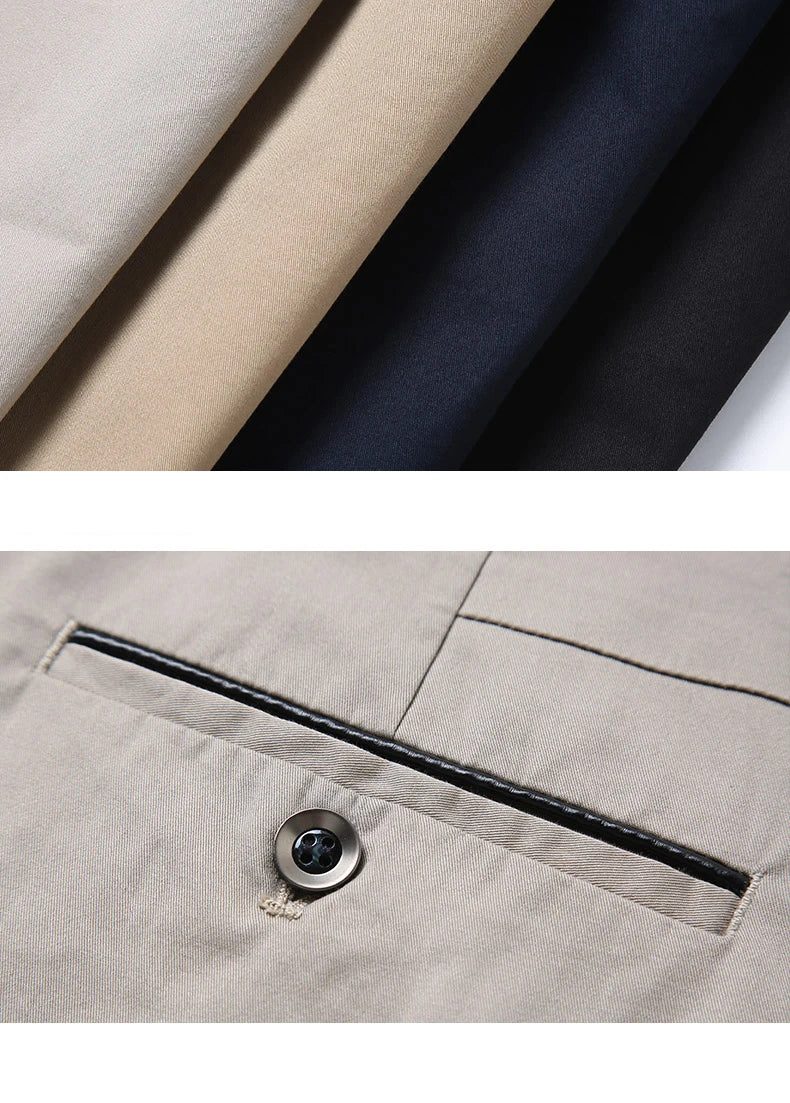 Classic Style Summer Men's Thin Cotton Casual Pants Business Fashion Stretch Loose Straight Beige Trousers Male Brand Clothes