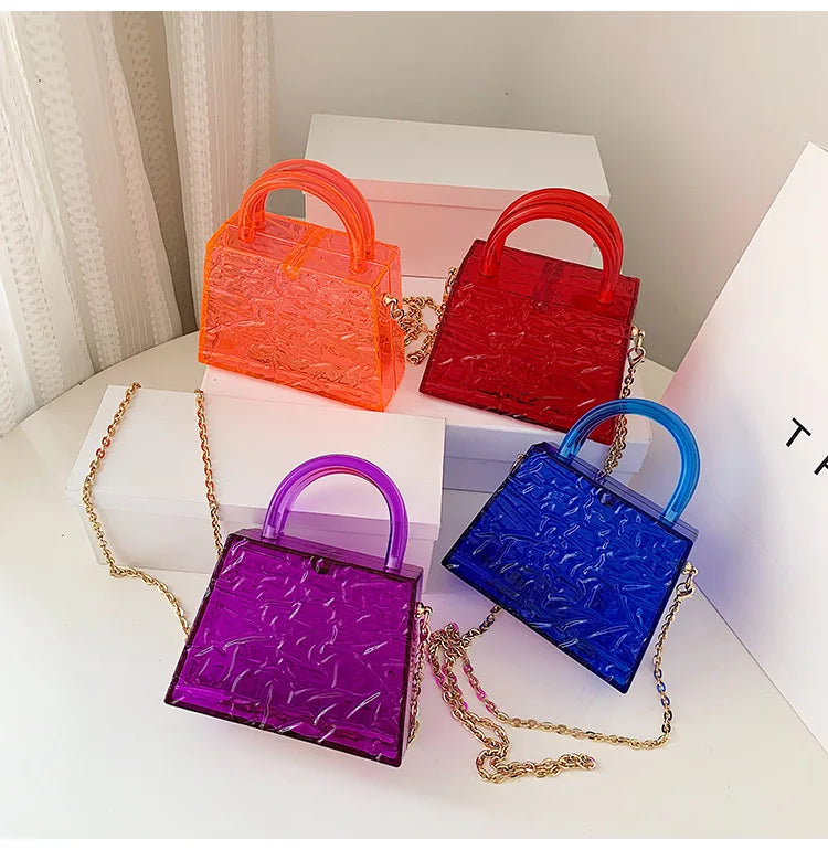 Fashion Transparent Acrylic Box Women Handbags Designer Clear Pvc Shoulder Crossbody Bags Luxury Evening Clutch Small Purse