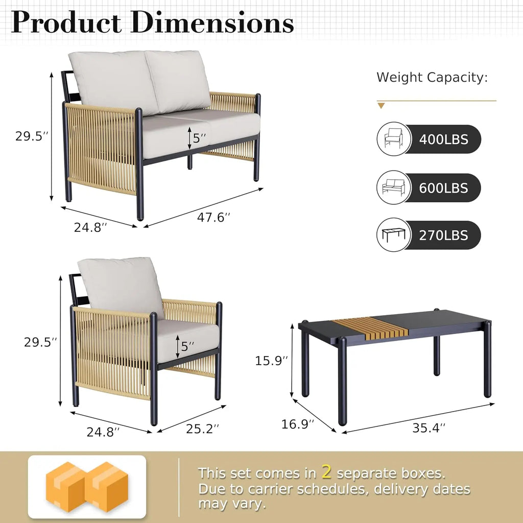 Aluminum Outdoor Patio Furniture Set 4 Seats, Customized