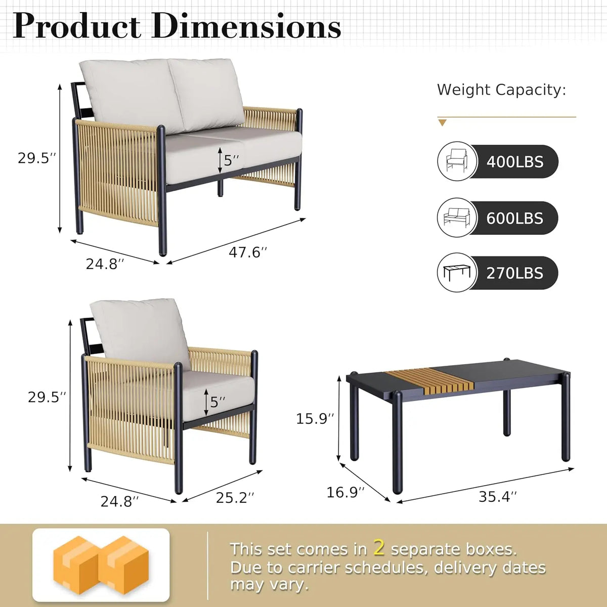 Aluminum Outdoor Patio Furniture Set 4 Seats, Customized
