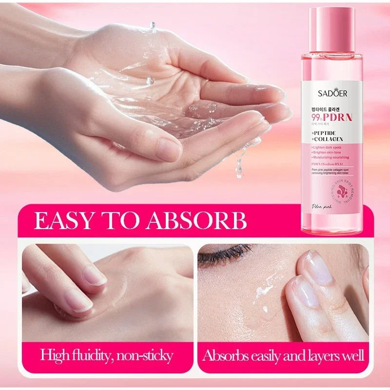 Pink PDRN Collagen Rich Essence With Peptides Salmon Moisturizing Toner,Refreshing Non-sticky Skin Care Serum For All Skin Types