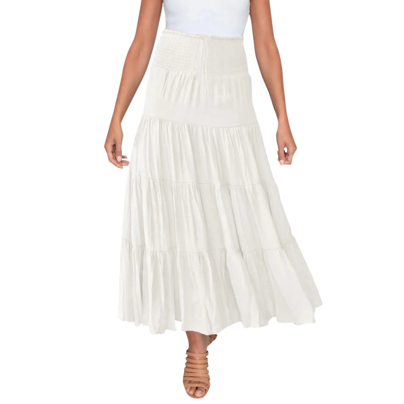 Boho High Waist Maxi Skirt – Flowy A-Line Beach & Casual Style