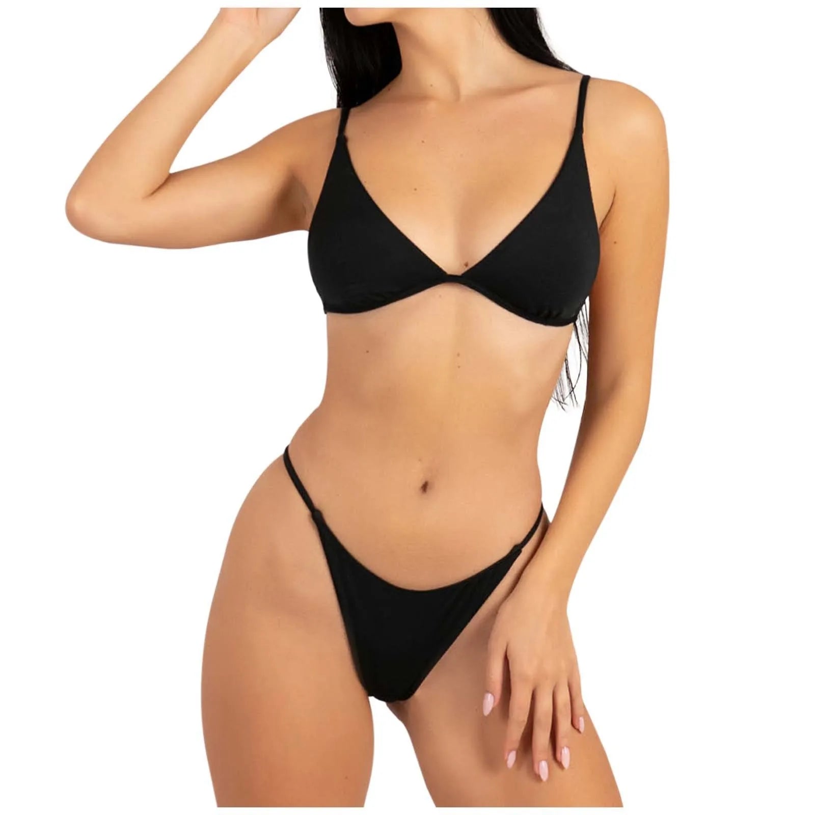 Womens Fashionable Minimalist Bikini Set Women'S Beach Triangle Swimwear Two Piece Womens Solid Color Casual Bikini Set New