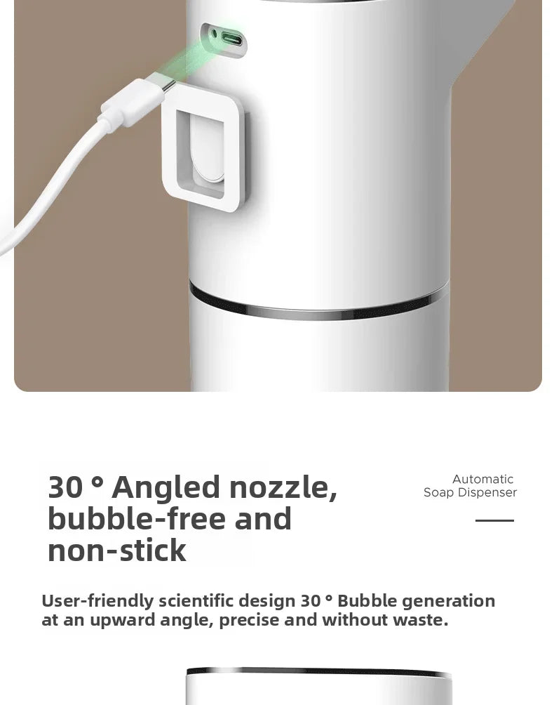 2026 Nuevos dispensadores automáticos de jabón en espuma para baño, máquina inteligente de lavado de manos con carga USB, material ABS blanco de alta calidad