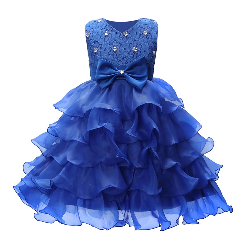 1-9Y Kids Princess Style Girls Dress Mesh Skirt Puffy Children Sleeveless Vest Wedding Party Ceremony Flower Girl Outfit Elegant