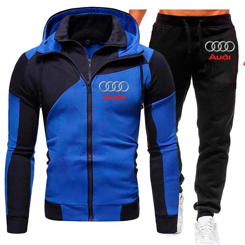 Audi Men's 2-Piece Fleece Tracksuit - Hooded Sweatshirt and Pants