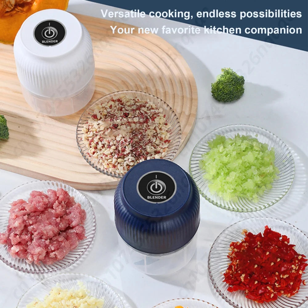 Picadora Eléctrica de Ajo y Verduras, 300ml, Portátil, Inalámbrica, Mini Procesador de Cebolla para Frutos Secos, Chile, Carne Picada y Especias