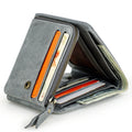 Contact’S Men’s Trifold Wallet - Genuine Crazy Horse Cowhide Leather