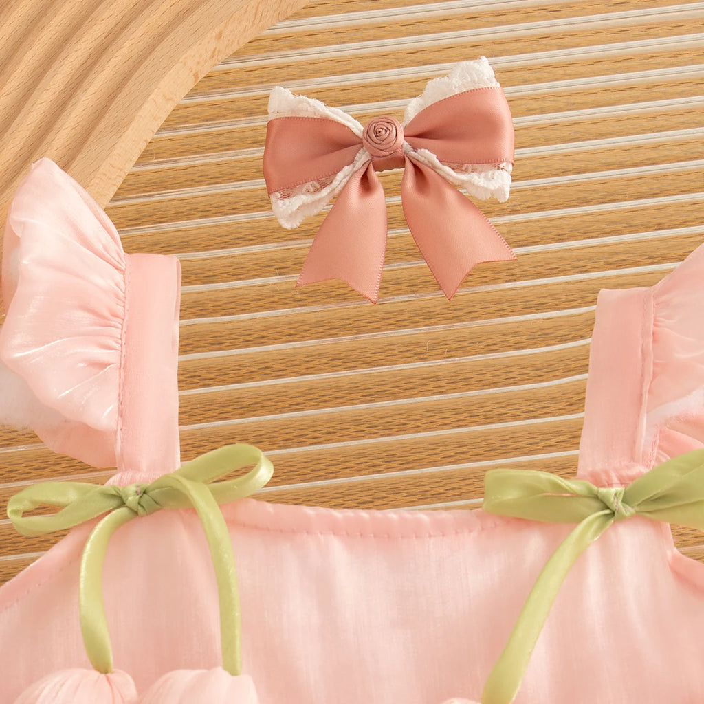 Girls Dresses Summer Mesh Multi-Layer Tulip Baby Girl Dresses Cute Little Fly Sleeve Girls Princess Dresses Baby Girl Clothes