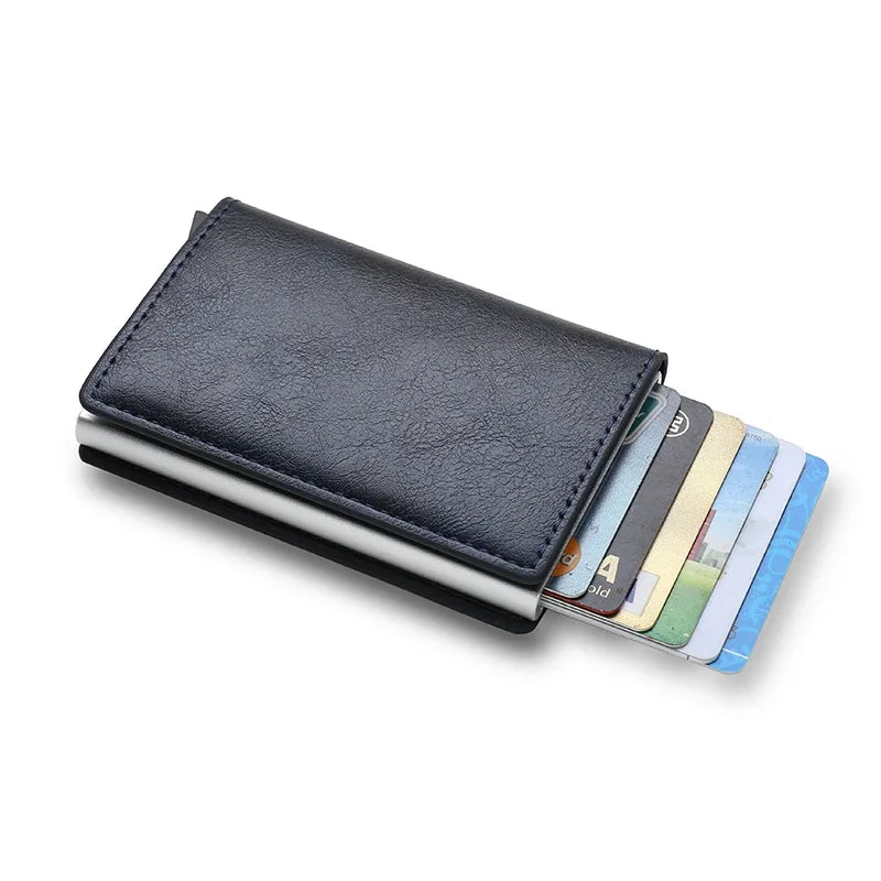 Carbon Fiber Credit Card Holder Wallets Men Brand Rfid Black Magic Trifold Leather Slim Mini Wallet Small Money Bag Male Purses