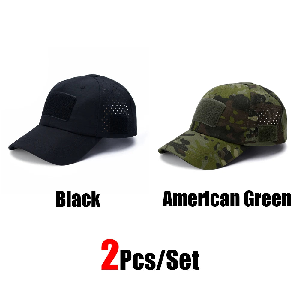 1/2Pcs New Men Camouflage Baseball Cap Breathable Sunscreen Hat Outdoor Sports Hunting Hiking Camping Beach Fishing Sun Hat