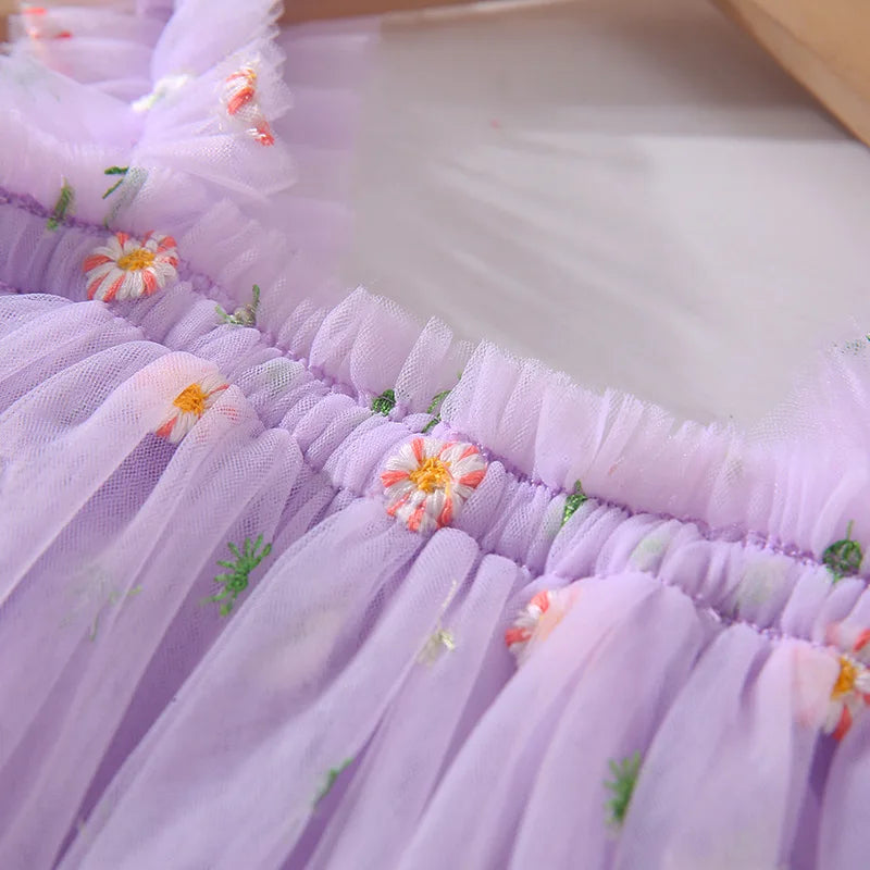 Girls' Summer Dress New Style Children's Baby Girl Fashionable Summer Thin Strap Princess Mesh Dress