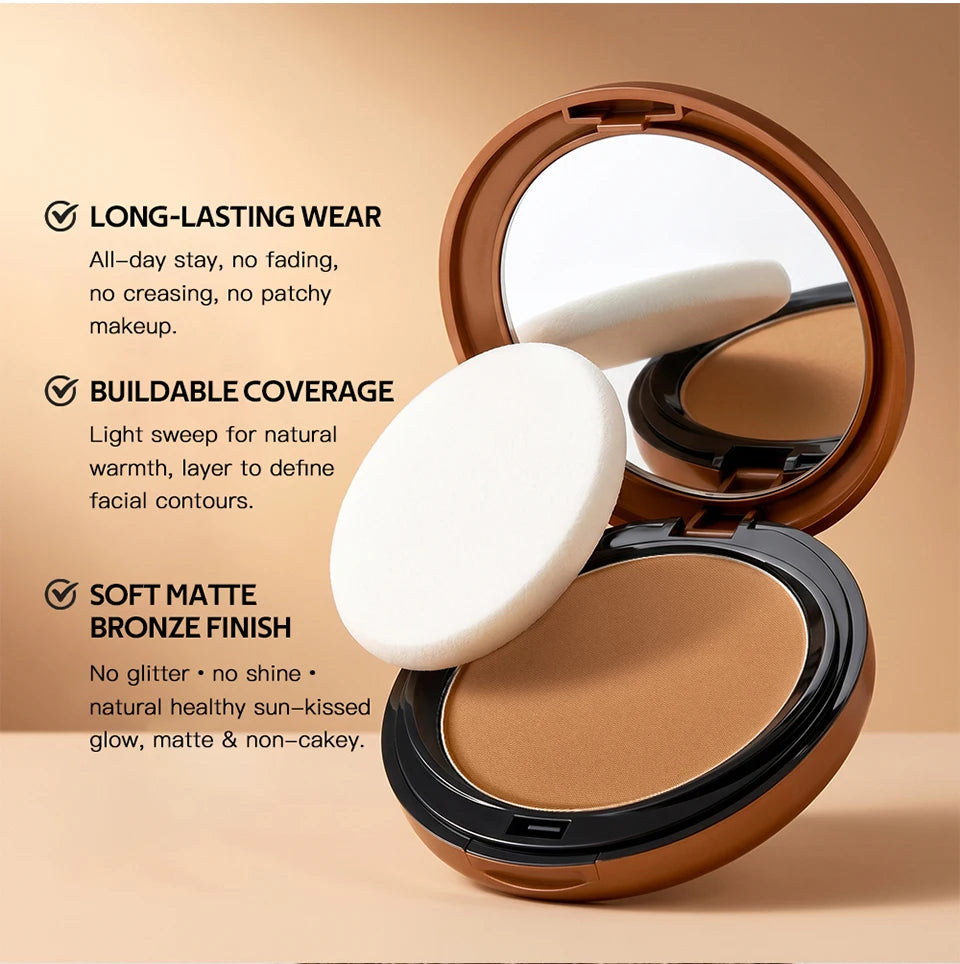 Long Lasting Compact Powder Waterproof Sweatproof Soft Matte Oil Control Setting Powder Face Makeup Cosmetic